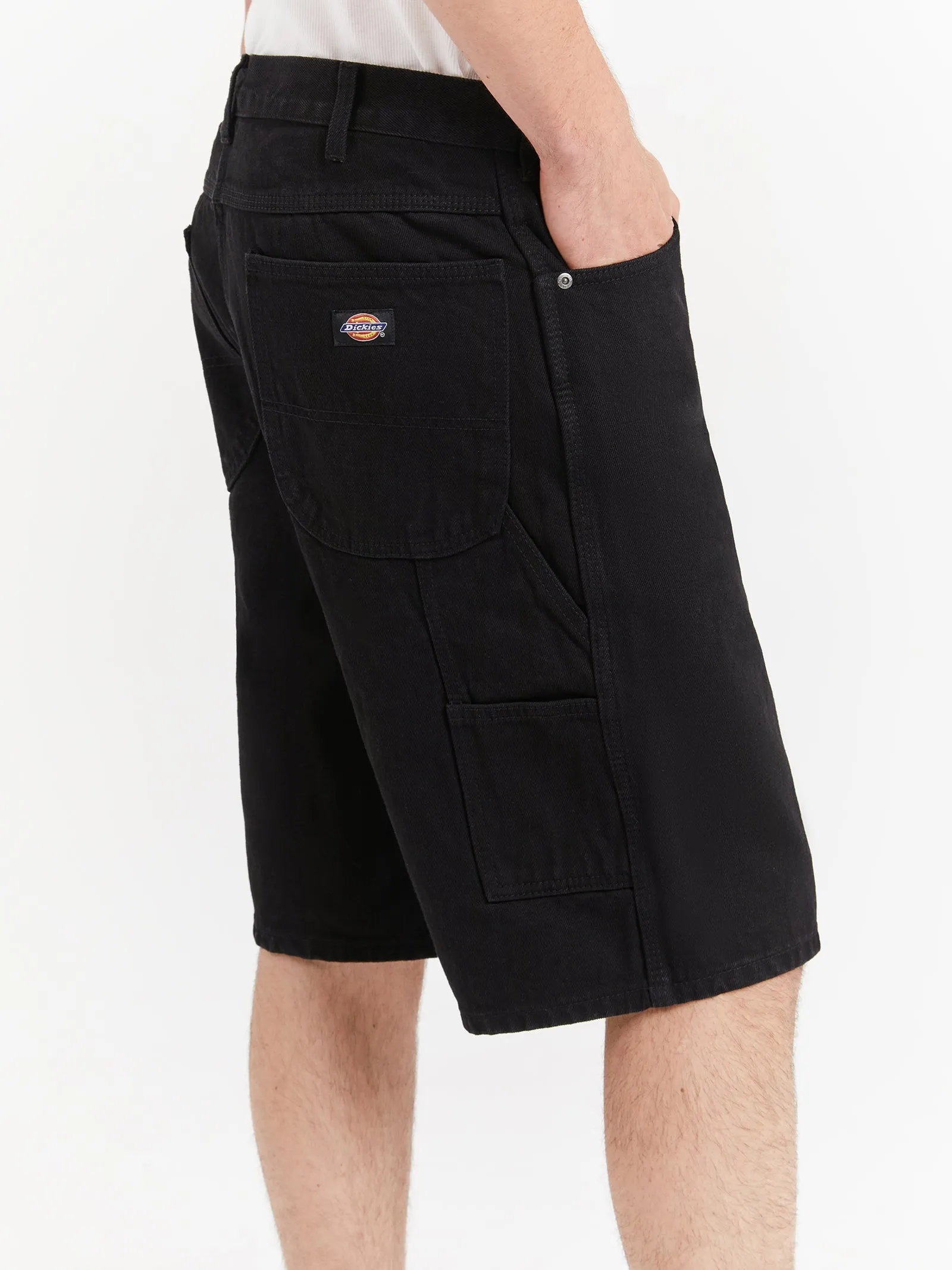11" Relaxed Fit Denim Shorts in Black