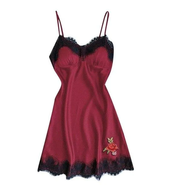 2019 Nightdress Women Sexy Lace Print Lingerie Nightwear Underwear Robe Babydoll Sleepwear New Vintage Dress Women
