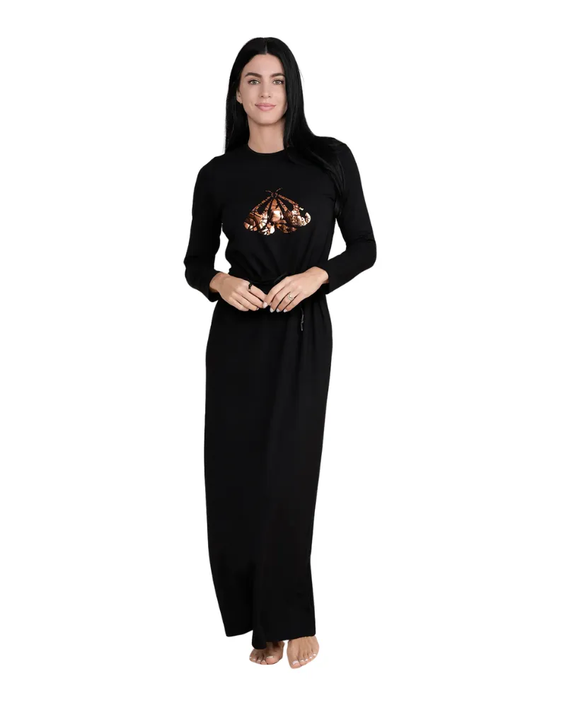 704 Butterfly Foil Print Cotton Nursing Nightgown