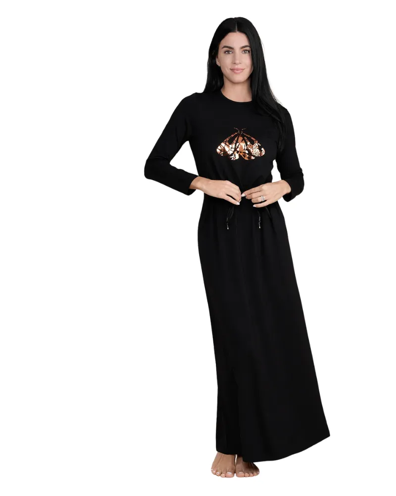 704 Butterfly Foil Print Cotton Nursing Nightgown