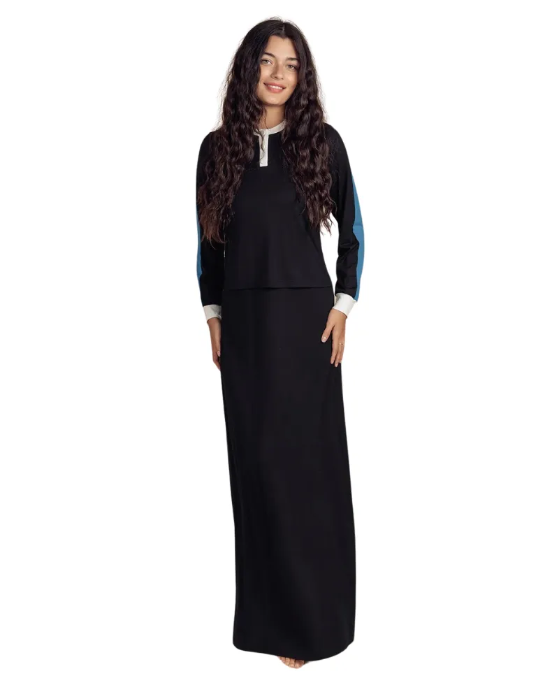 907 Color Block Cotton Nursing Nightgown