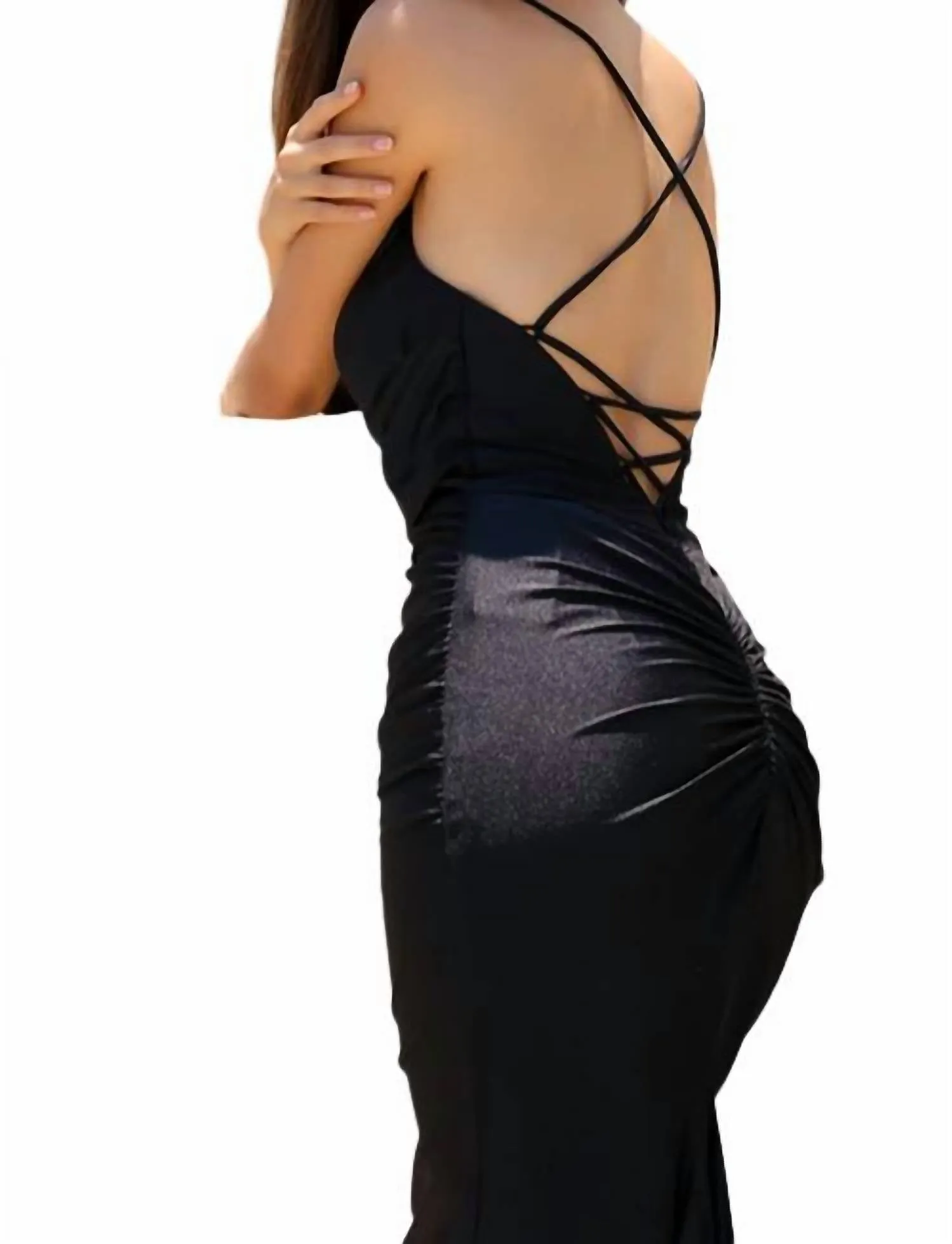 Amelia Couture - Cowl-Neck Long Formal Prom Dress with Train