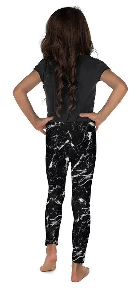 Black Marble Kid's Leggings