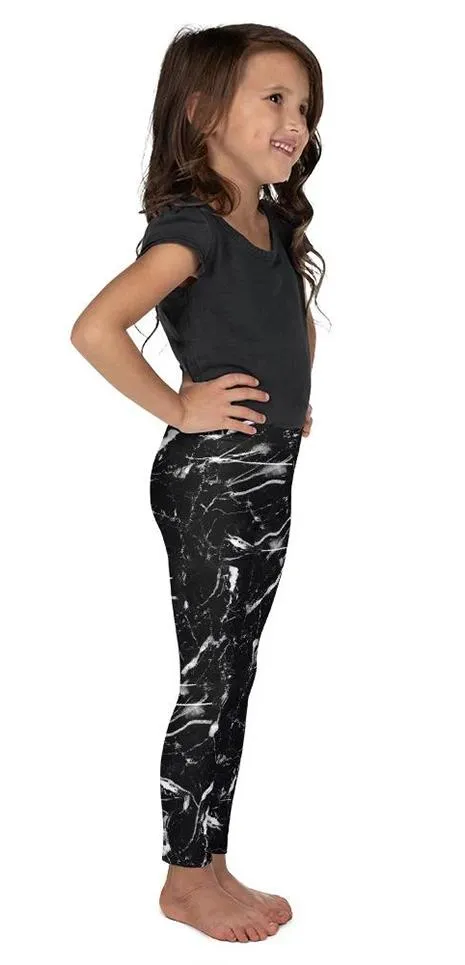 Black Marble Kid's Leggings