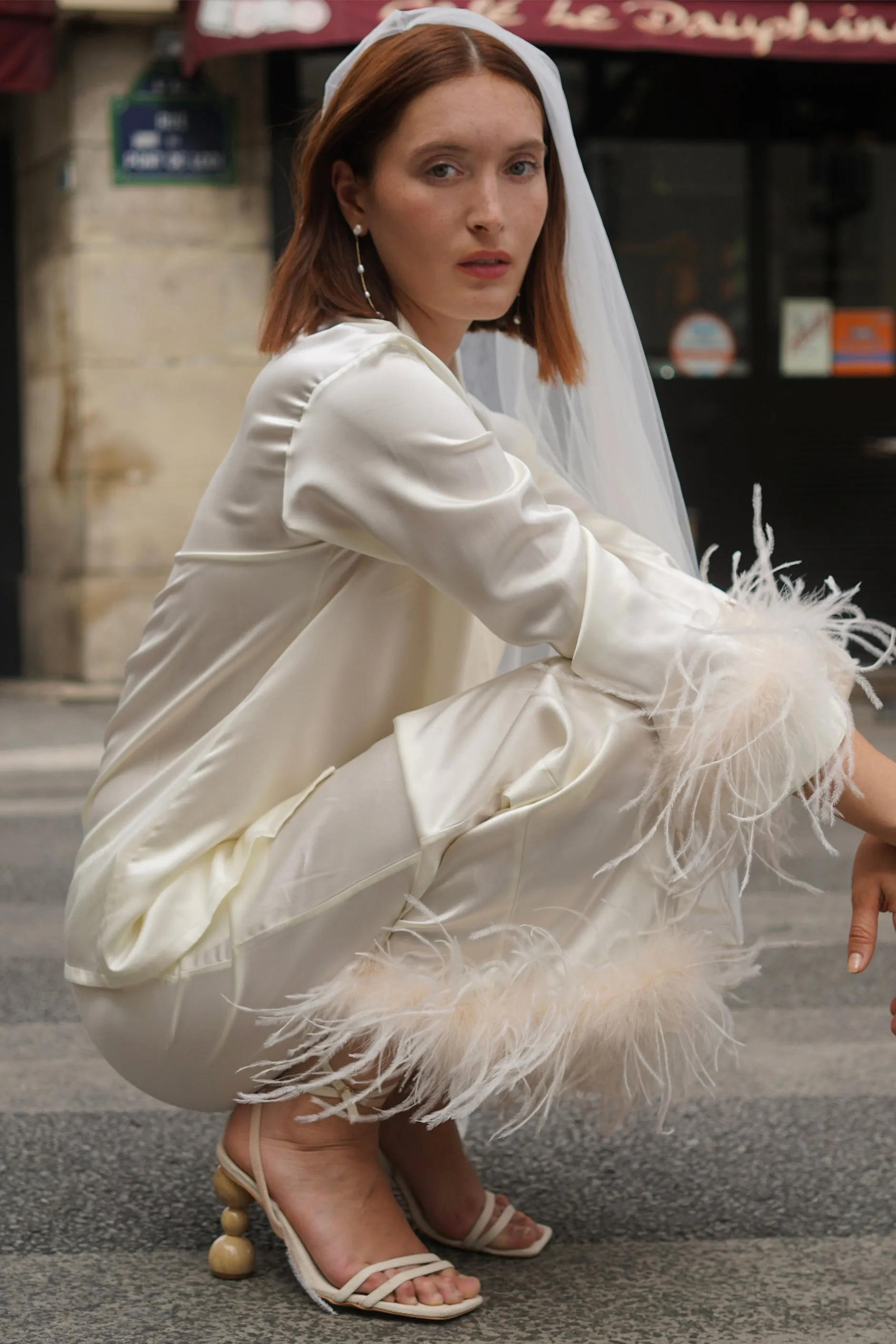Bride-To-Be Edition | Silk Party Pajamas Set with Removable Feathers