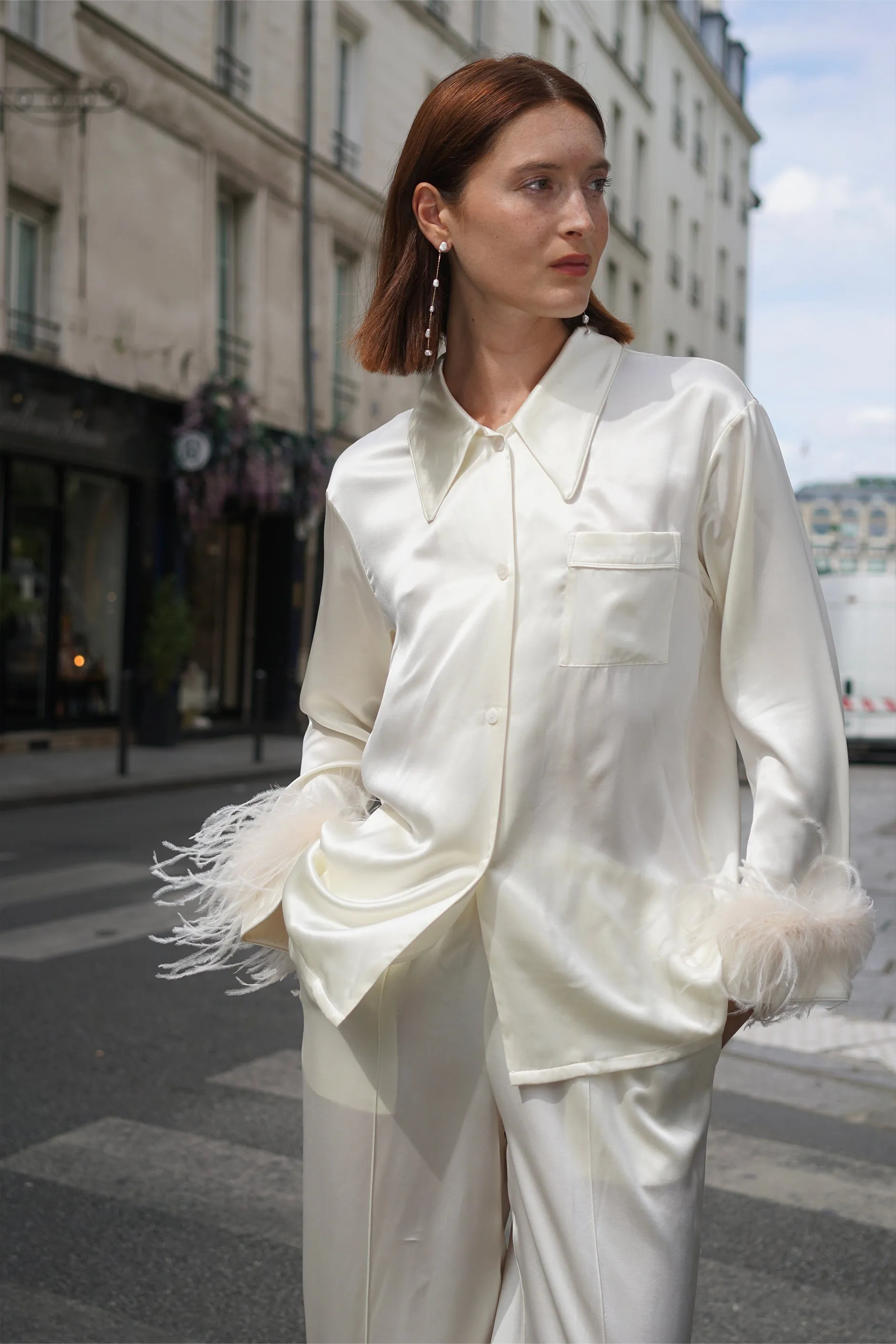 Bride-To-Be Edition | Silk Party Pajamas Set with Removable Feathers