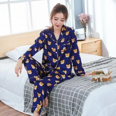 BZEL Sleepwear Women's Couple Pajamas Pijamas Women Satin Pyjama Woman Home Wear Silk Pyjama Set Home Suit Big Size Dropshipping