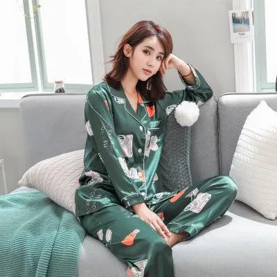 BZEL Sleepwear Women's Couple Pajamas Pijamas Women Satin Pyjama Woman Home Wear Silk Pyjama Set Home Suit Big Size Dropshipping