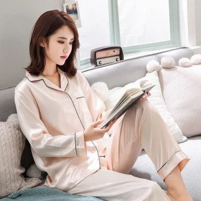 BZEL Sleepwear Women's Couple Pajamas Pijamas Women Satin Pyjama Woman Home Wear Silk Pyjama Set Home Suit Big Size Dropshipping