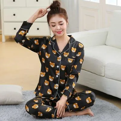 BZEL Sleepwear Women's Couple Pajamas Pijamas Women Satin Pyjama Woman Home Wear Silk Pyjama Set Home Suit Big Size Dropshipping