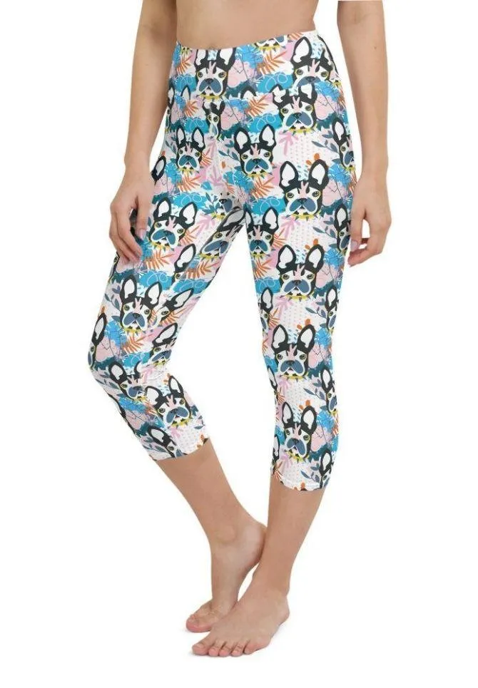Cute Puppy Print Yoga Capris