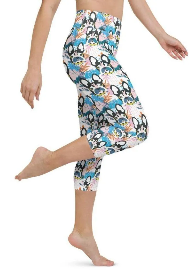 Cute Puppy Print Yoga Capris