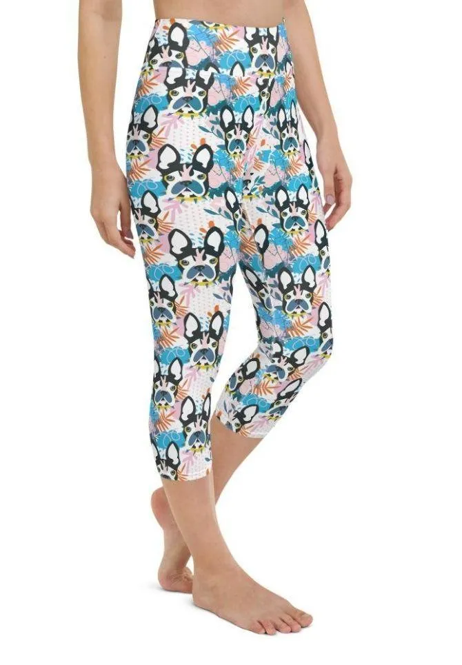 Cute Puppy Print Yoga Capris