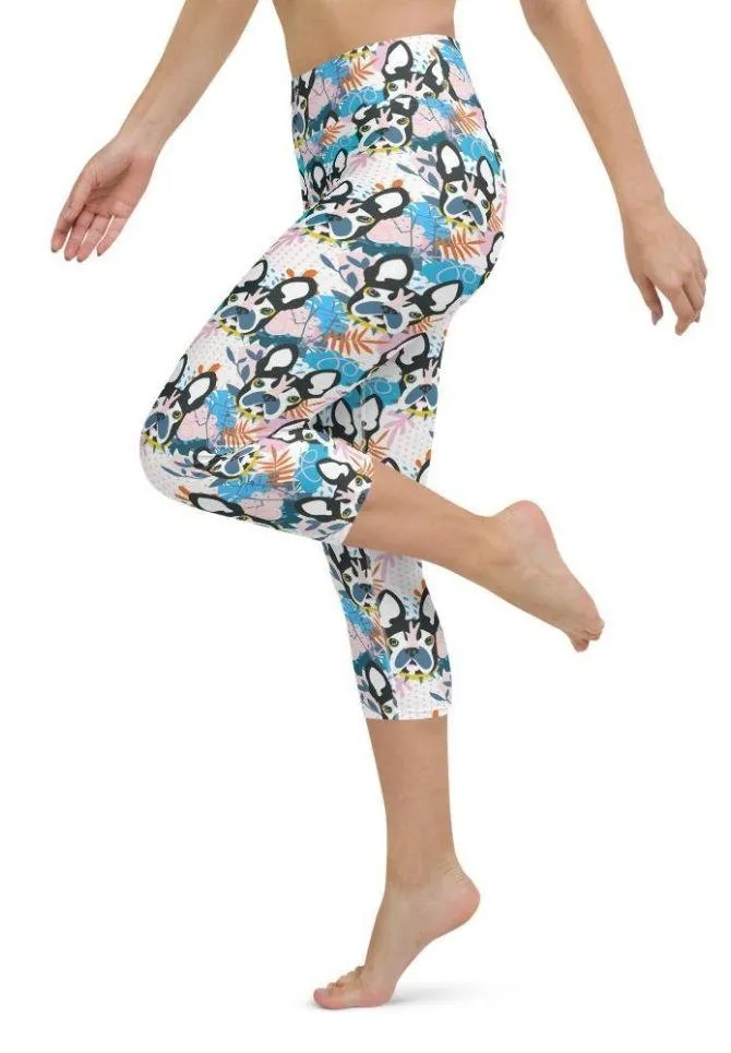 Cute Puppy Print Yoga Capris