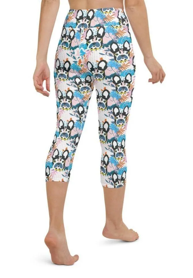 Cute Puppy Print Yoga Capris