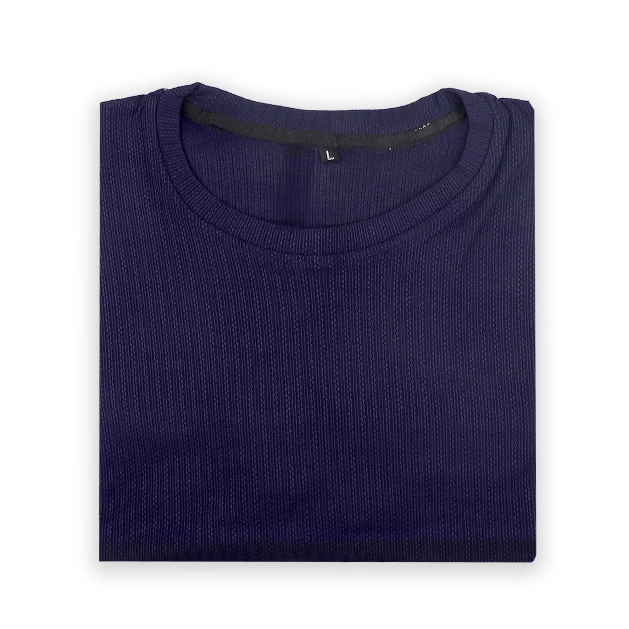 Dark Blue Ribbed Oversized T-Shirt