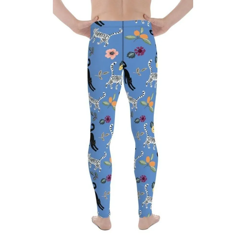 Feline & Flower Pattern Men's Leggings