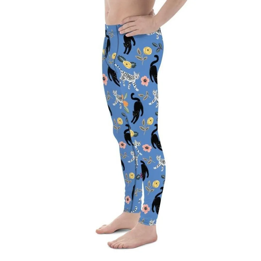 Feline & Flower Pattern Men's Leggings