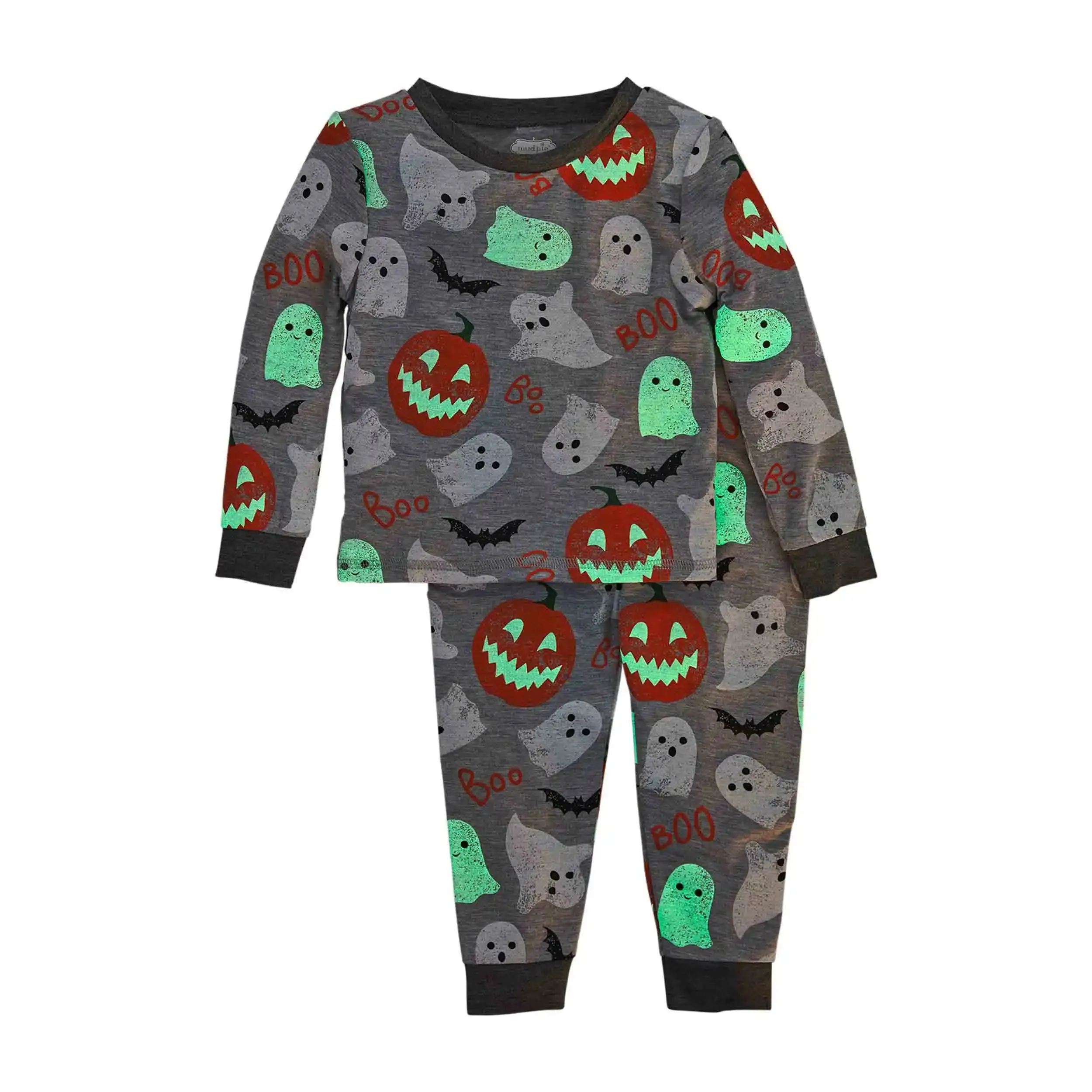 Glow-In-The-Dark Halloween Pajama Gray Set