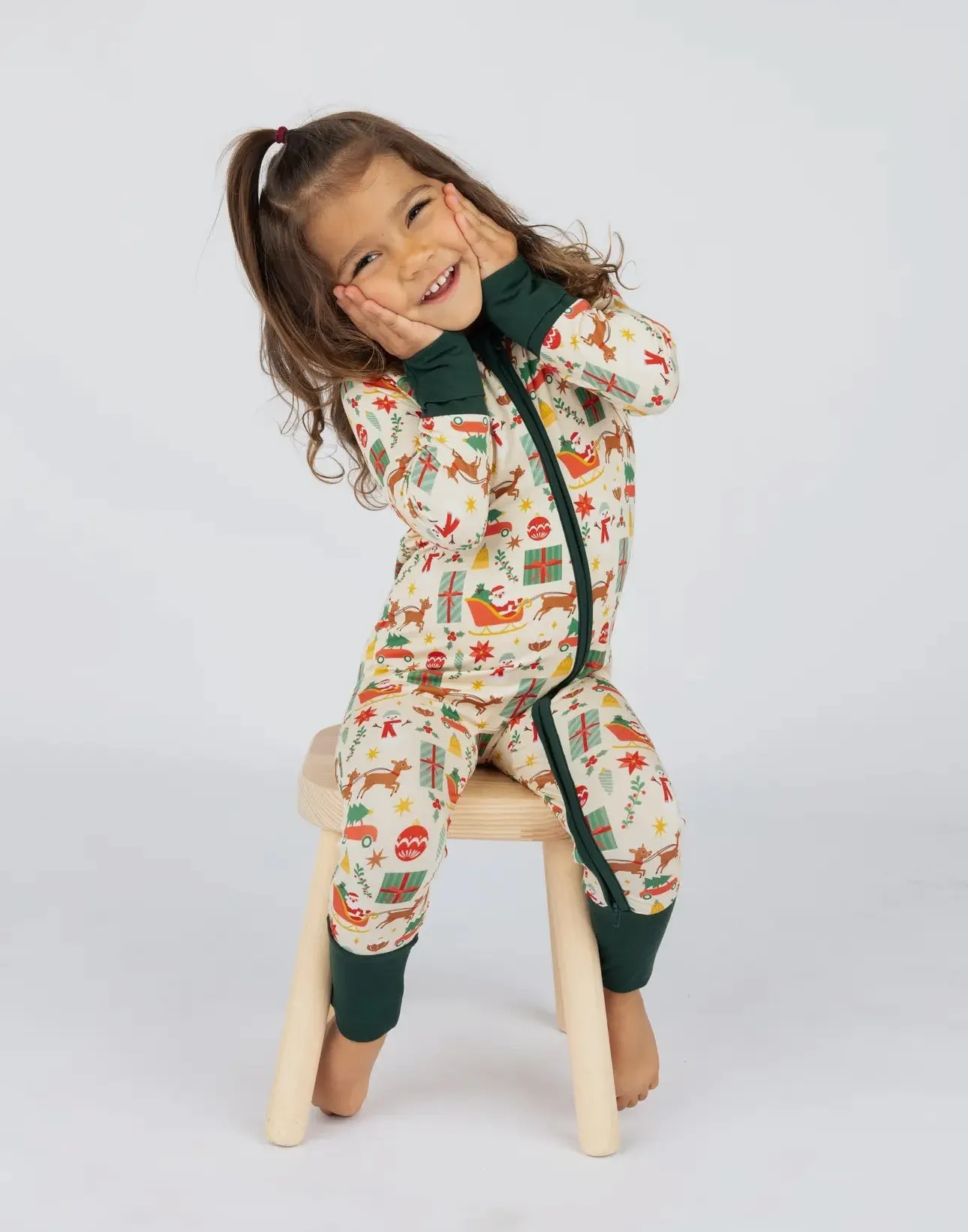 Holiday Vintage Christmas Holiday Bamboo Baby Pajamas