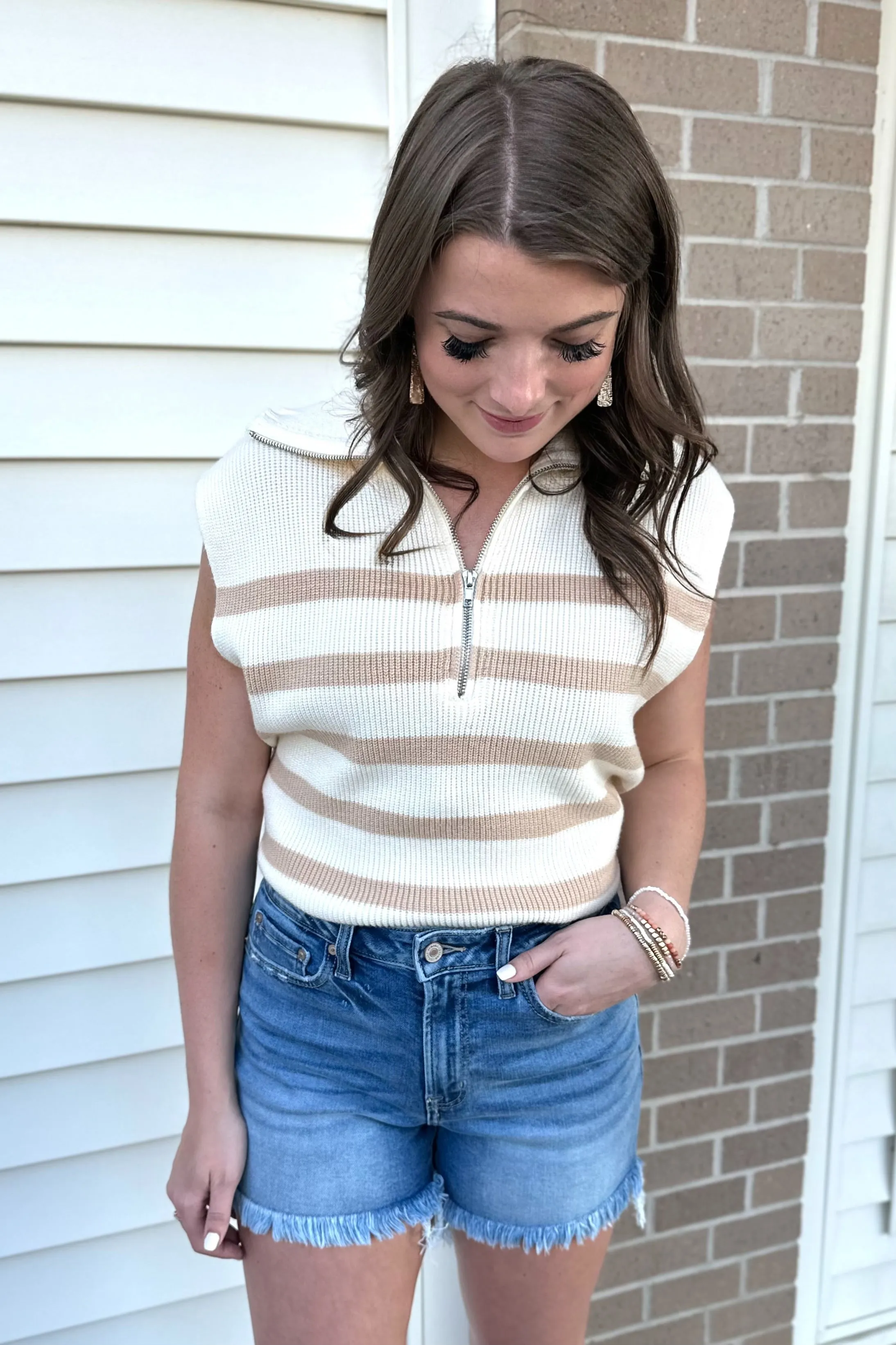JESSI Mid Rise Raw Frayed Denim Shorts