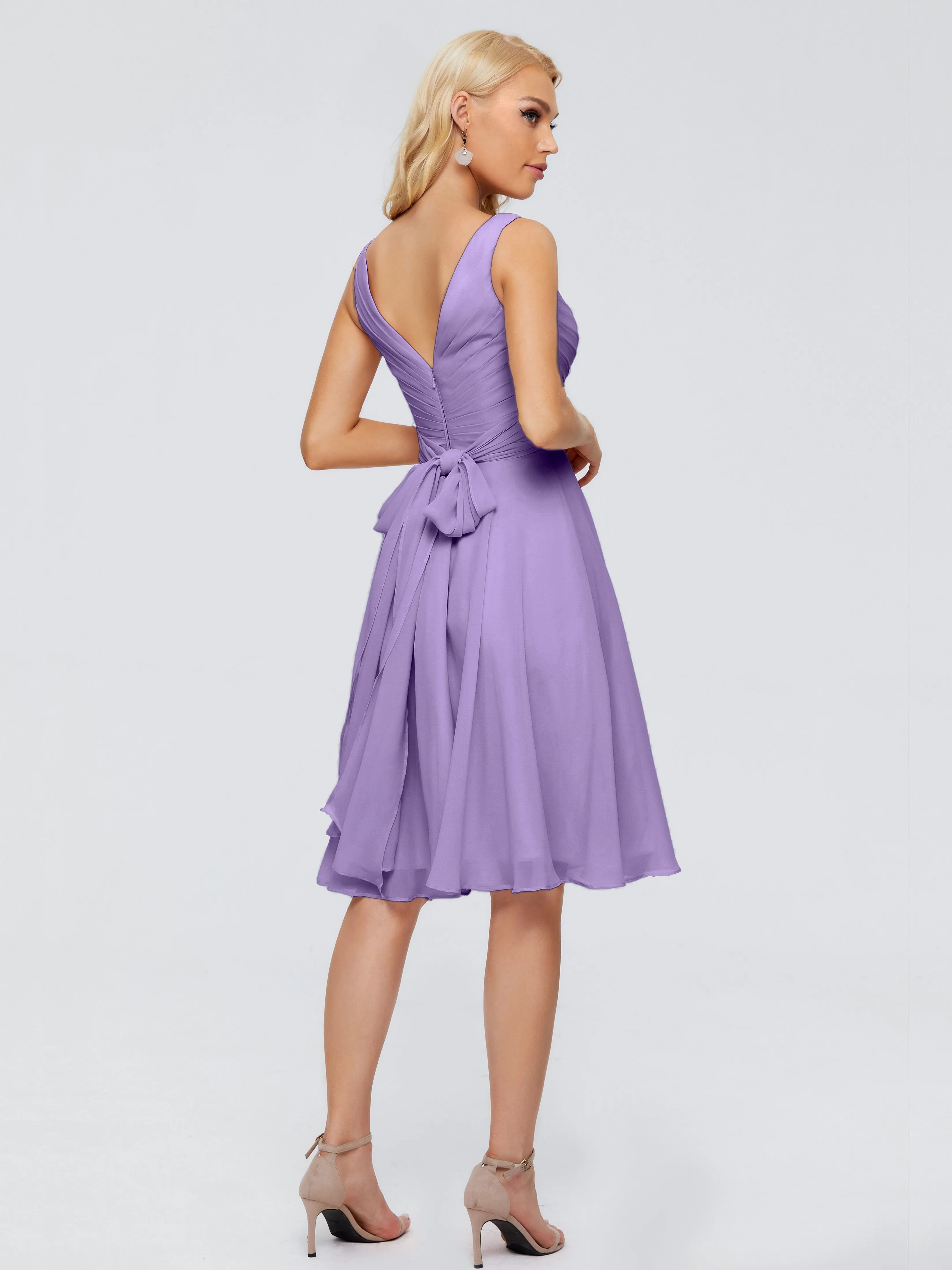 Jocelyn Lovely V-Neck Short Chiffon Bridesmaid Dresses