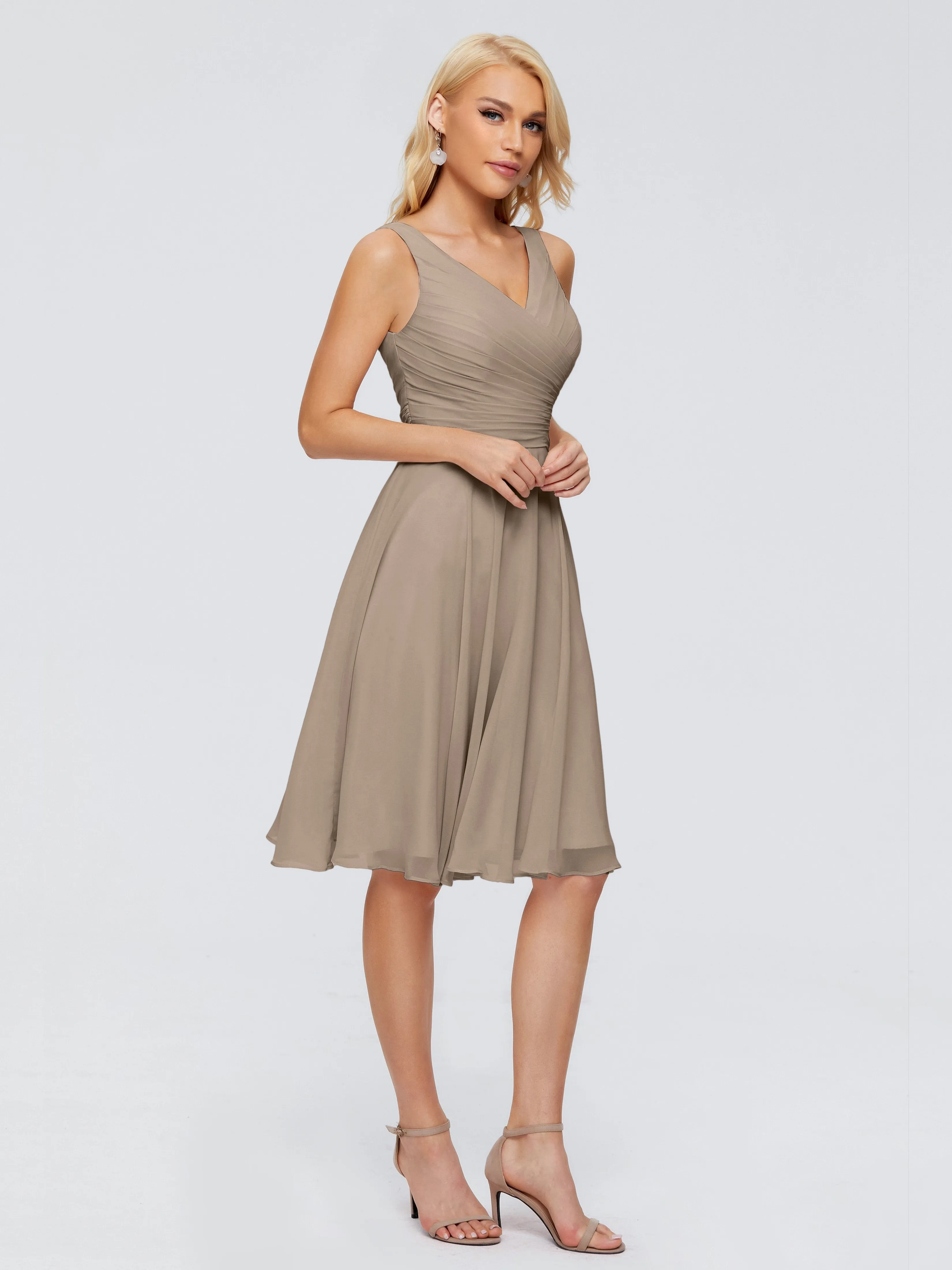 Jocelyn Lovely V-Neck Short Chiffon Bridesmaid Dresses