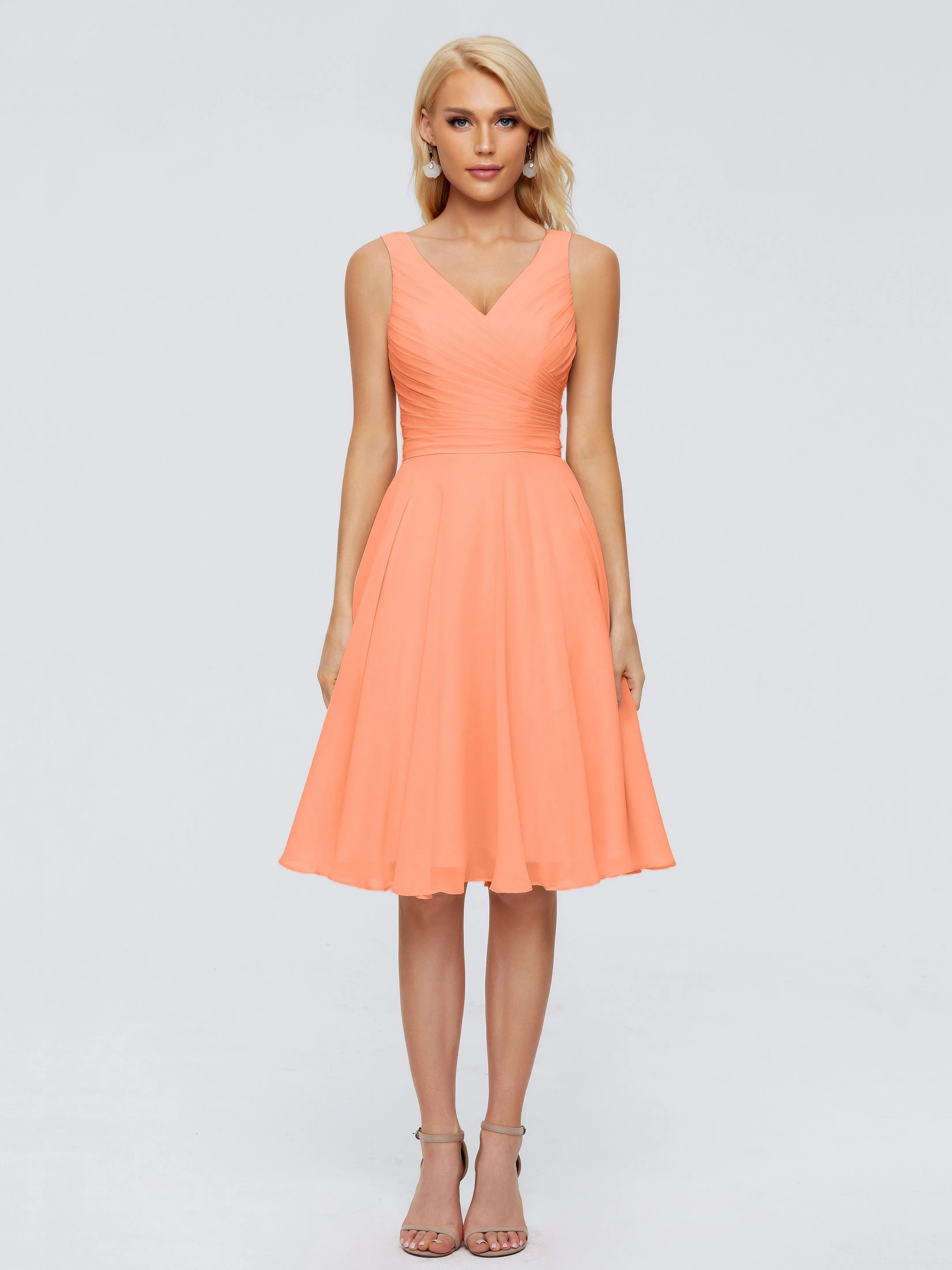 Jocelyn Lovely V-Neck Short Chiffon Bridesmaid Dresses