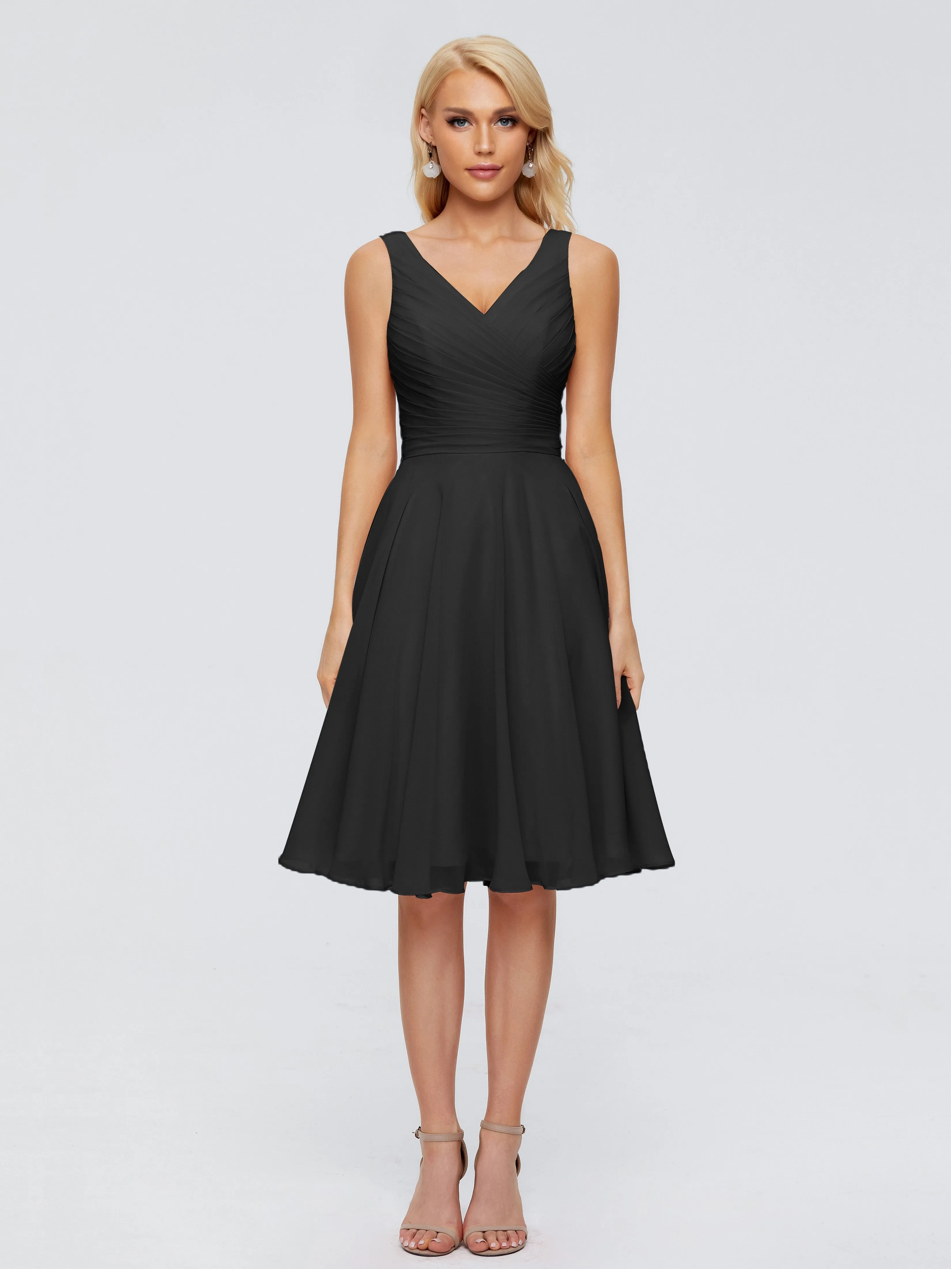 Jocelyn Lovely V-Neck Short Chiffon Bridesmaid Dresses
