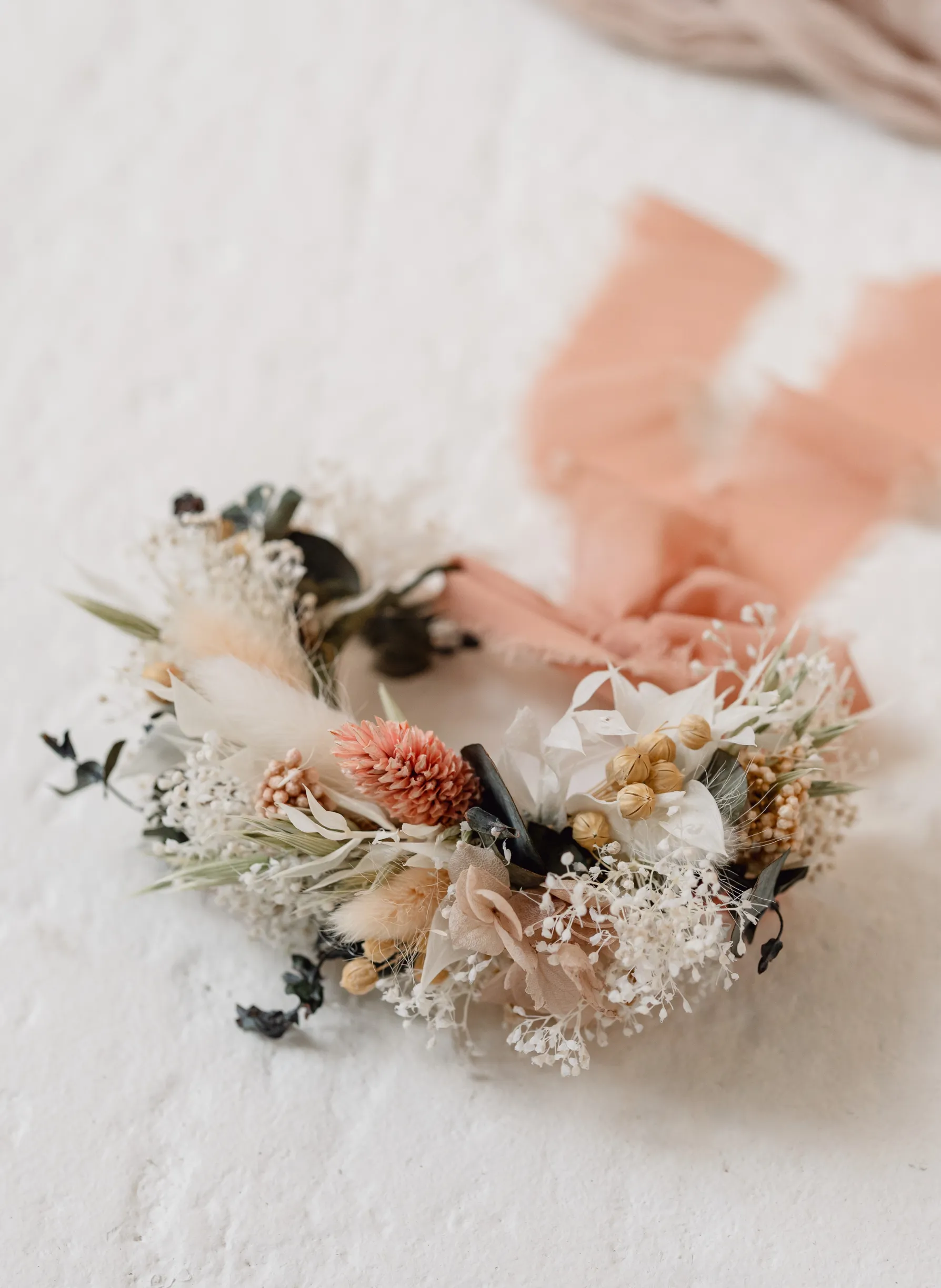 Maya Dusky Pink Wedding Dried Flower Bridesmaid Corsage Bracelet