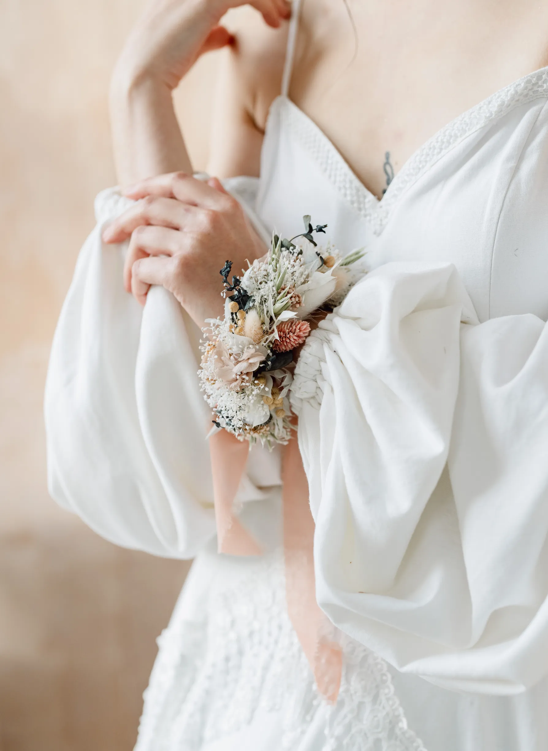 Maya Dusky Pink Wedding Dried Flower Bridesmaid Corsage Bracelet