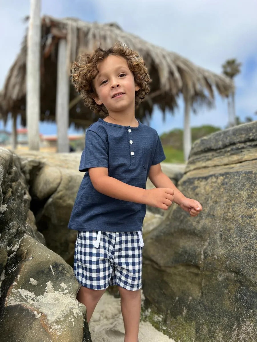 Me & Henry Crew Shorts in Blue Plaid