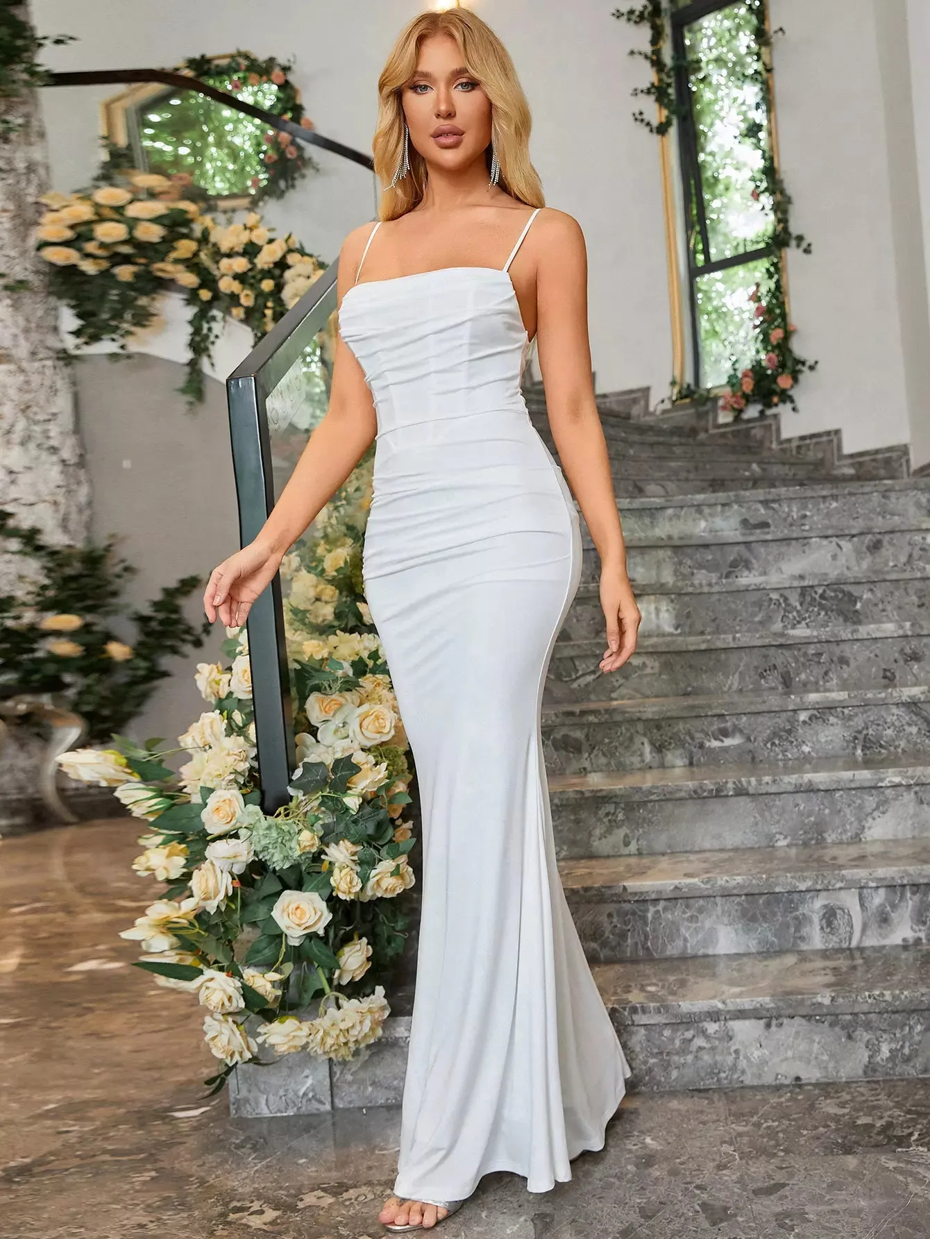 Off Shoulder Graceful Halter Chiffon Dress