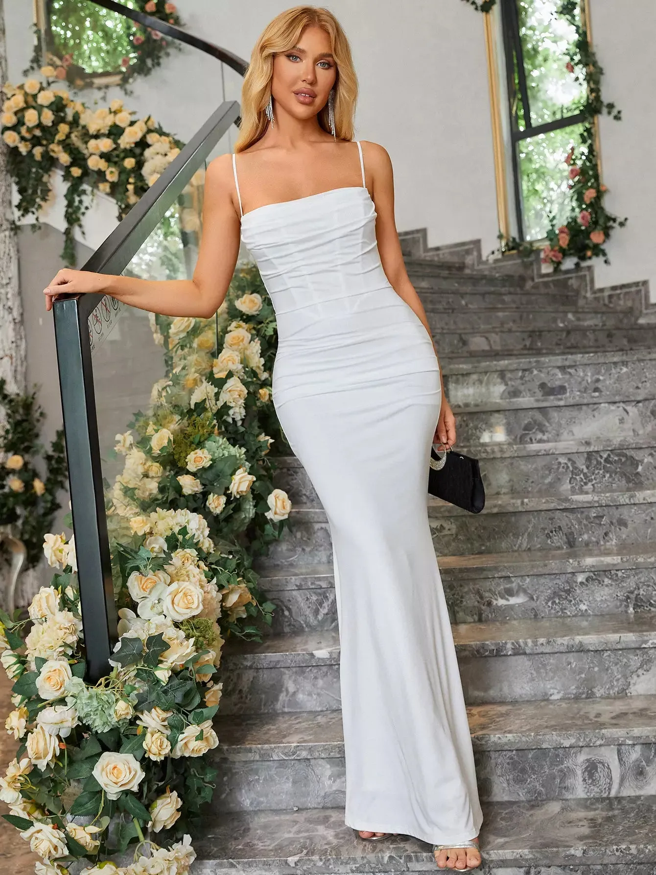 Off Shoulder Graceful Halter Chiffon Dress