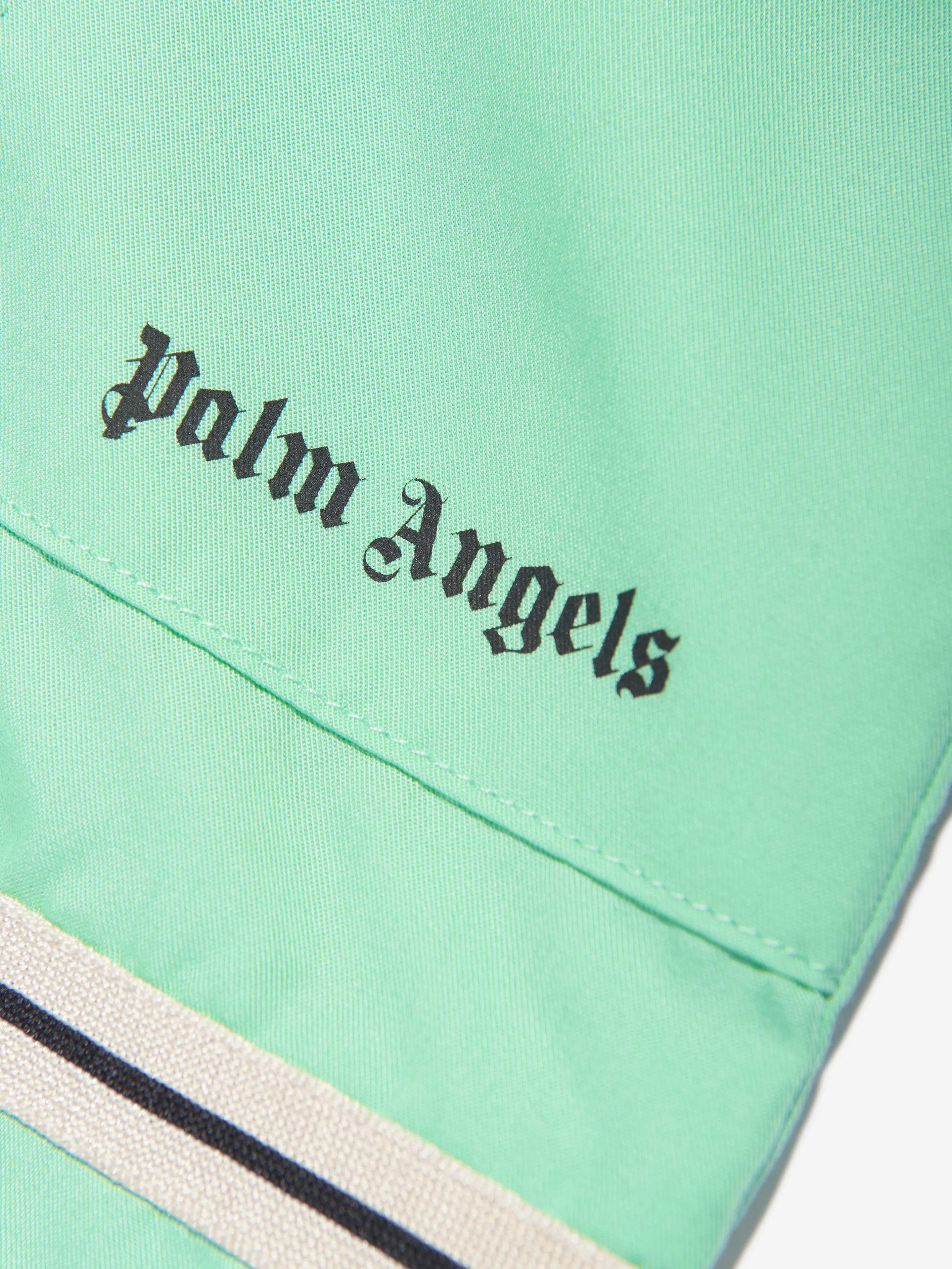 Palm Angels Boys Track Sporty Shorts in Green