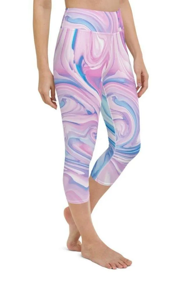 Pink & Blue Marble Yoga Capris