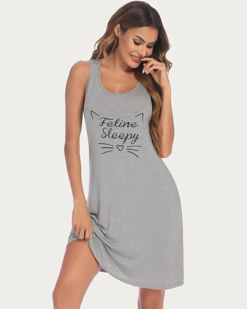 Print Chemise Racerback Night Dress