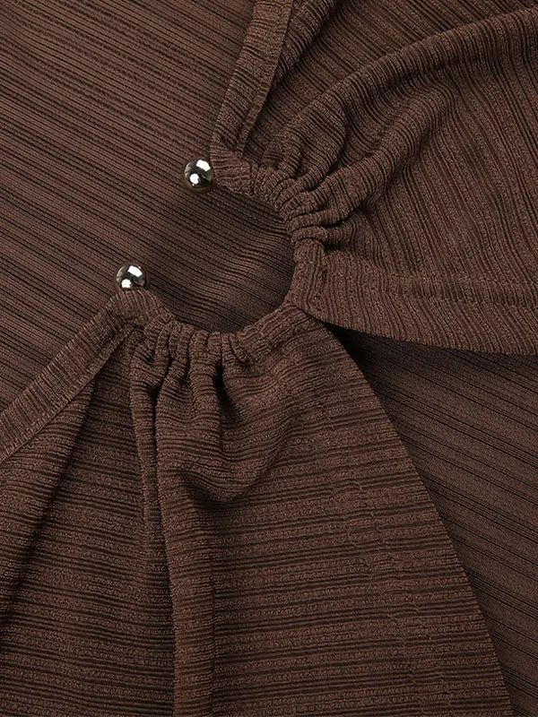 Ribbed Knit Graceful Cut Out Dresses