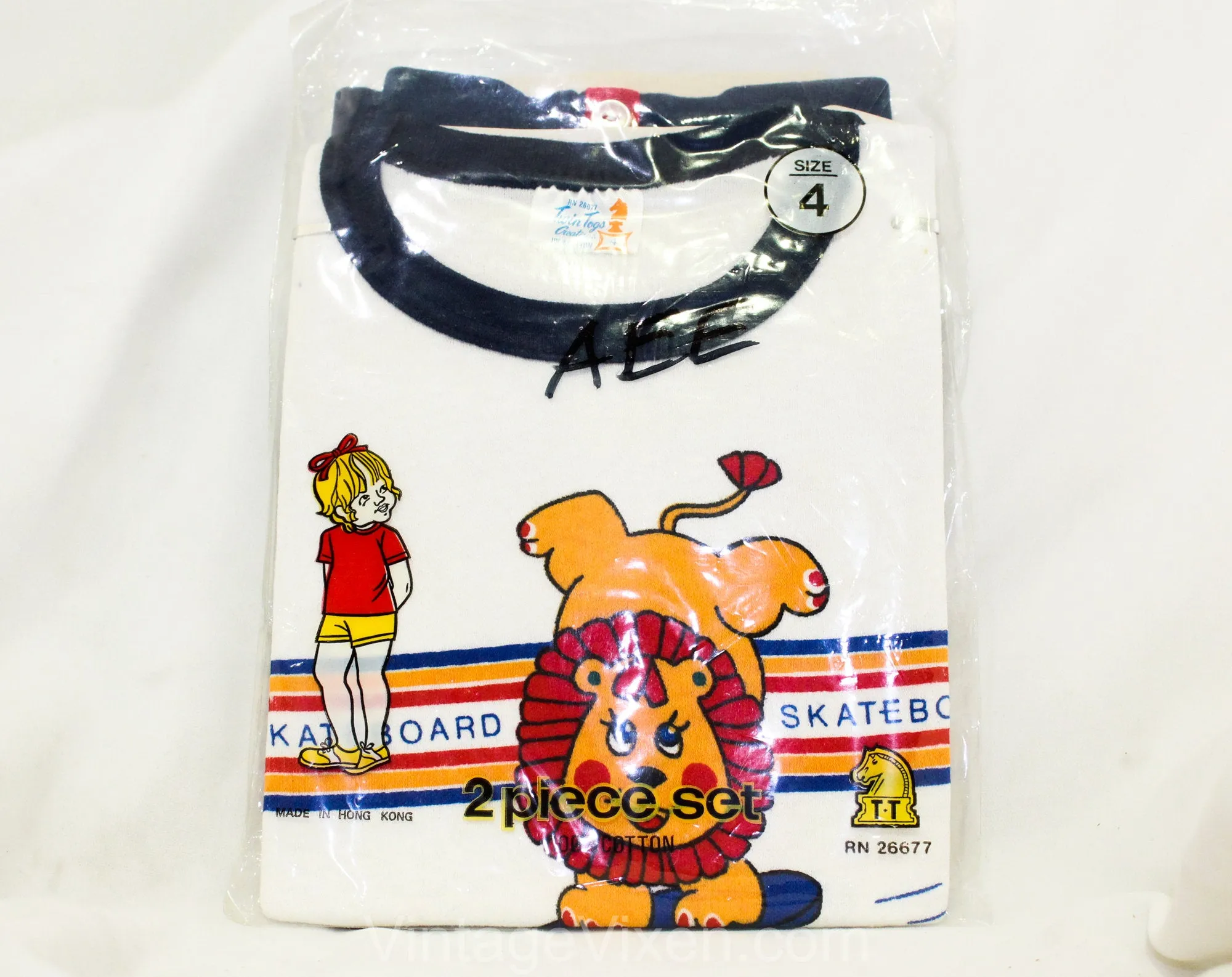 Size 4 Kids Shirt & Shorts Set - Retro 1970s Skateboard Athletic Ring-Neck Tee - Gender Neutral Childrens 4T 70s Casual Summer Set - NIP
