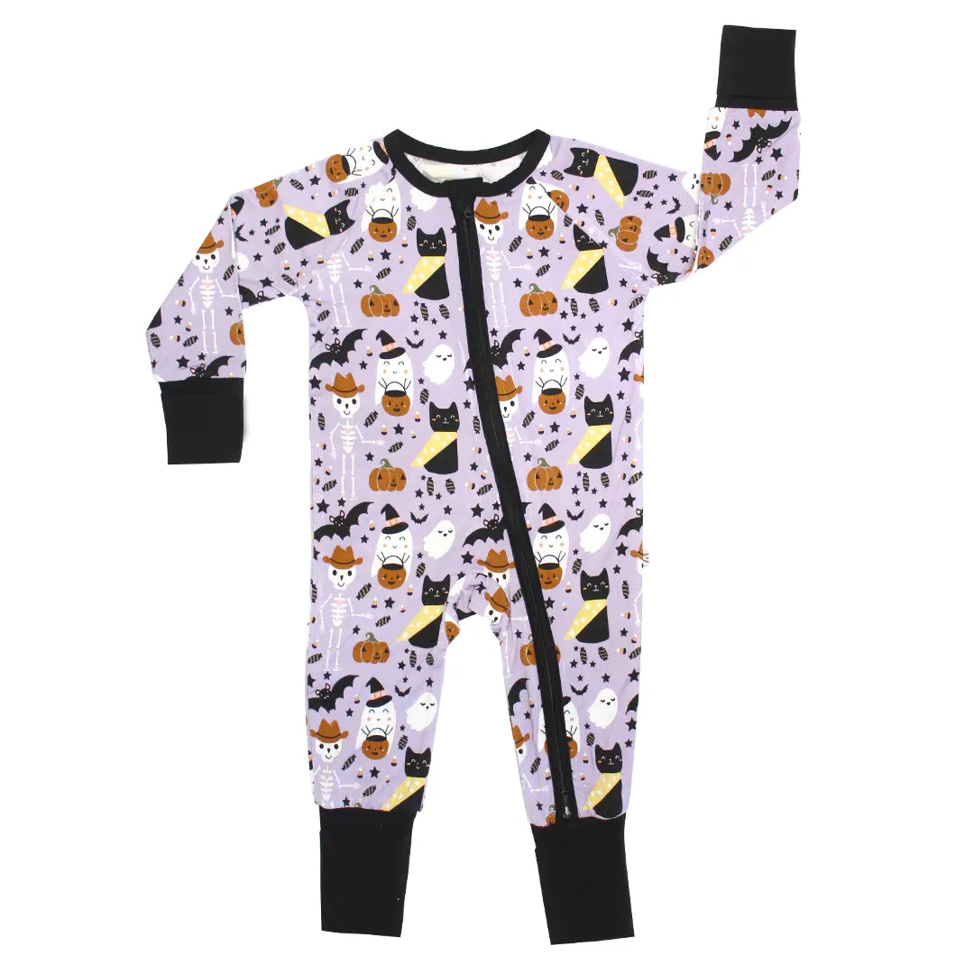 Spooky Cute Halloween Purple Bamboo Double Zip Pajamas