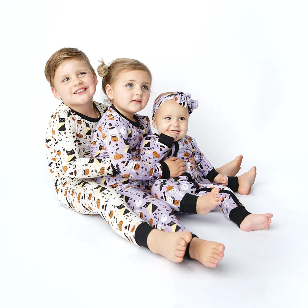 Spooky Cute Halloween Purple Bamboo Double Zip Pajamas