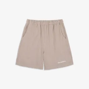 SPORTY & RICH | SERIF LOGO EMBROIDERED GYM SHORT { ELEPHANT/WHITE
