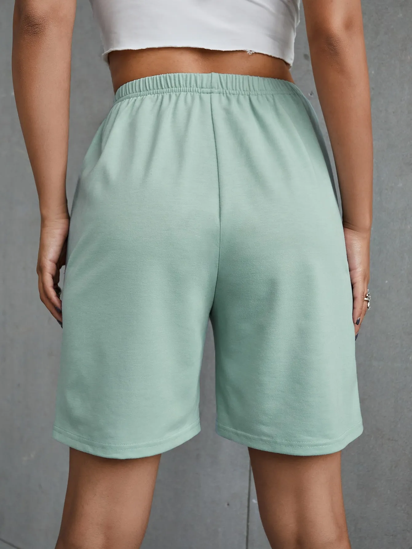 Sporty Letter Knot High Waist Women Shorts