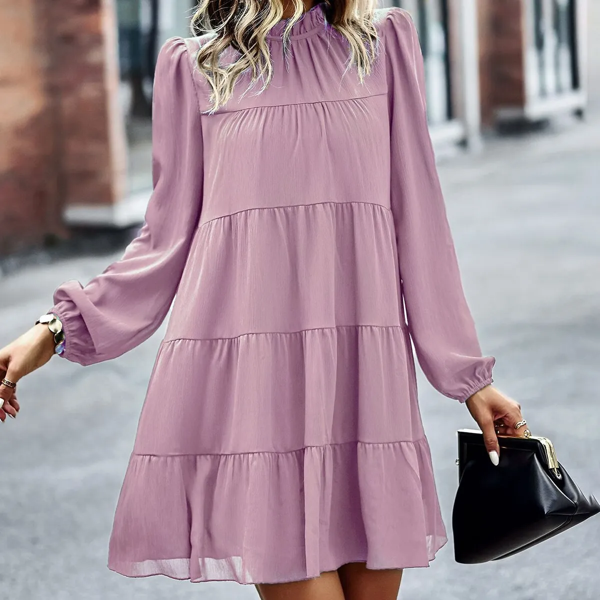 Stand Collar Graceful Loose Dresses