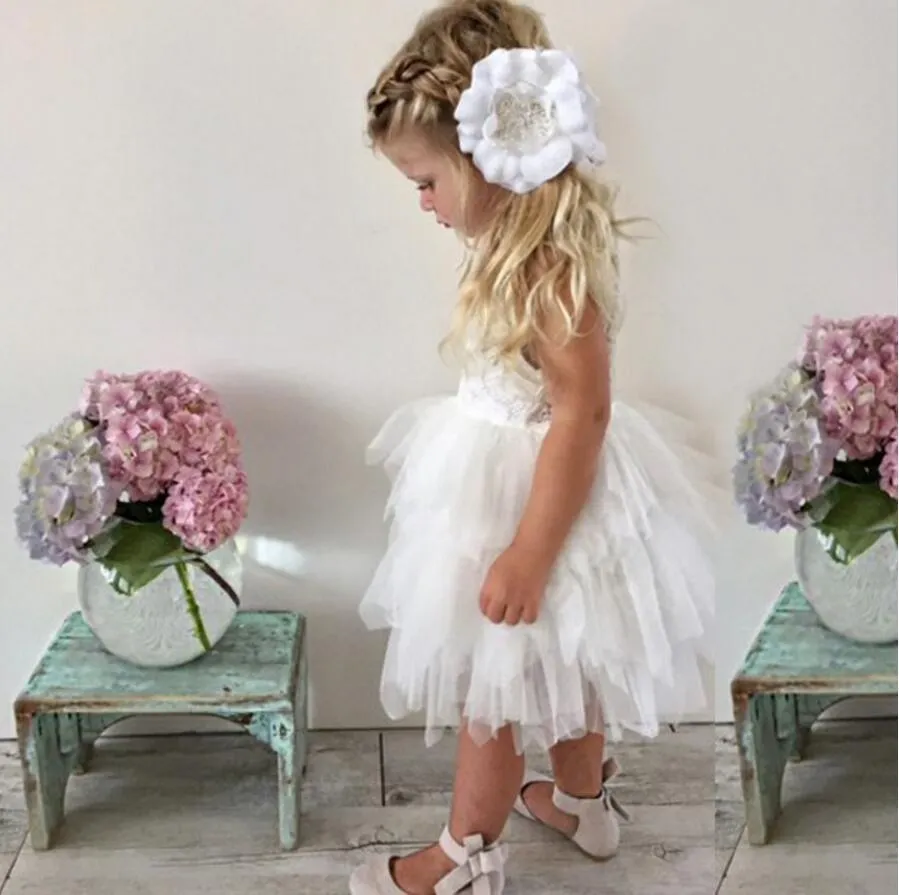 Tulle Lace Sleeveless Flower Girl Dresses, Lovely Tutu Dresses,  FGS002