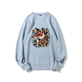 Women Fox and Flower Graphic Sweatshirts