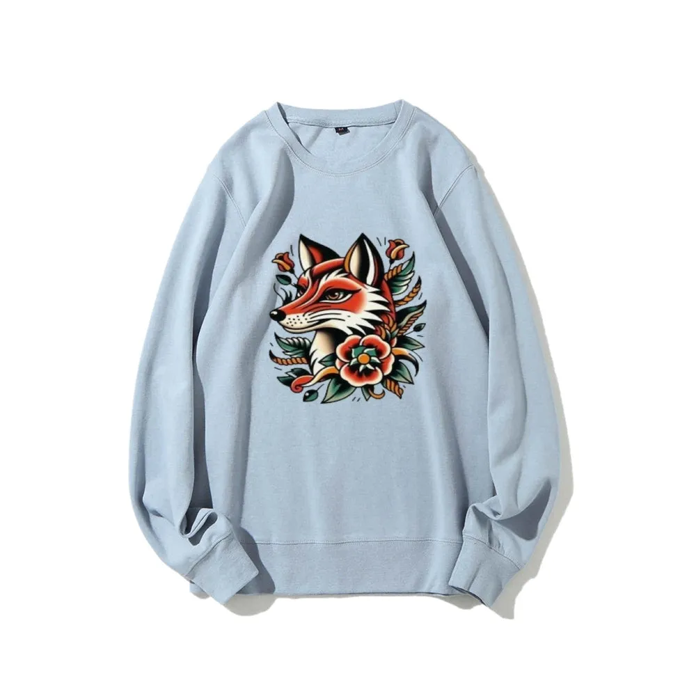 Women Fox and Flower Graphic Sweatshirts