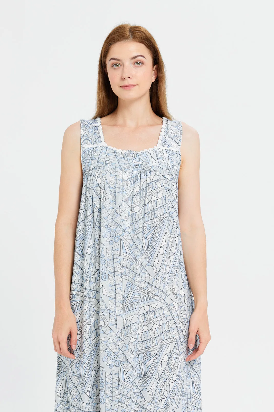 Women Grey Printed Nightgown