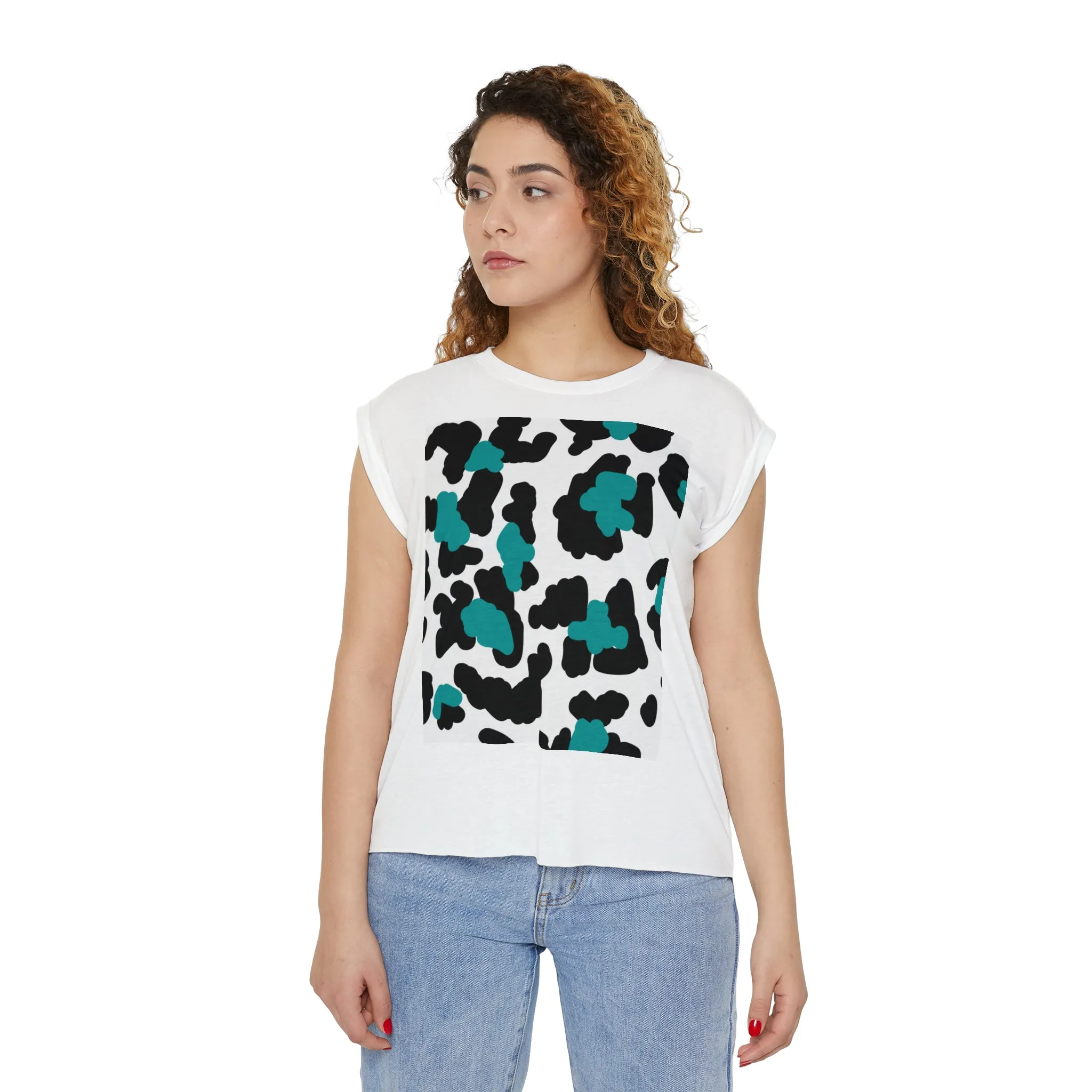 Women’s Flowy Rolled Cuffs Muscle Tee